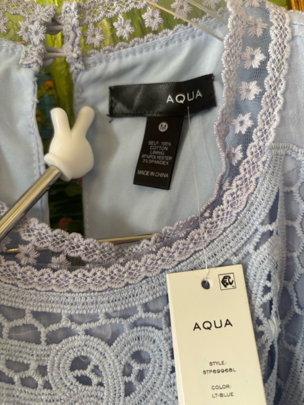 NWT Aqua Light Blue Lace Ruffle Romper - Picture 2 of 5